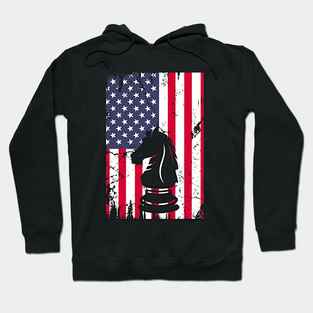 Chess Player Horse Piece American Flag Lovers Hoodie by ChrifBouglas